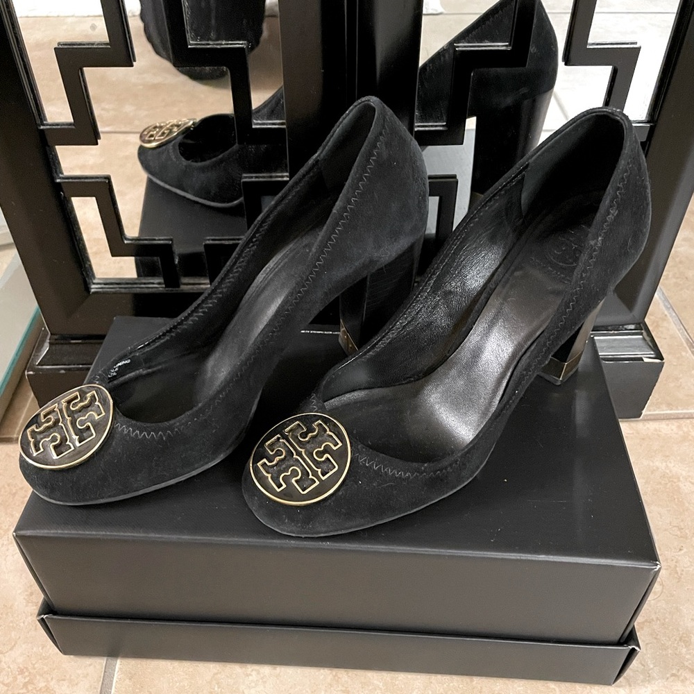 Tory Burch Black Suede Block Heels